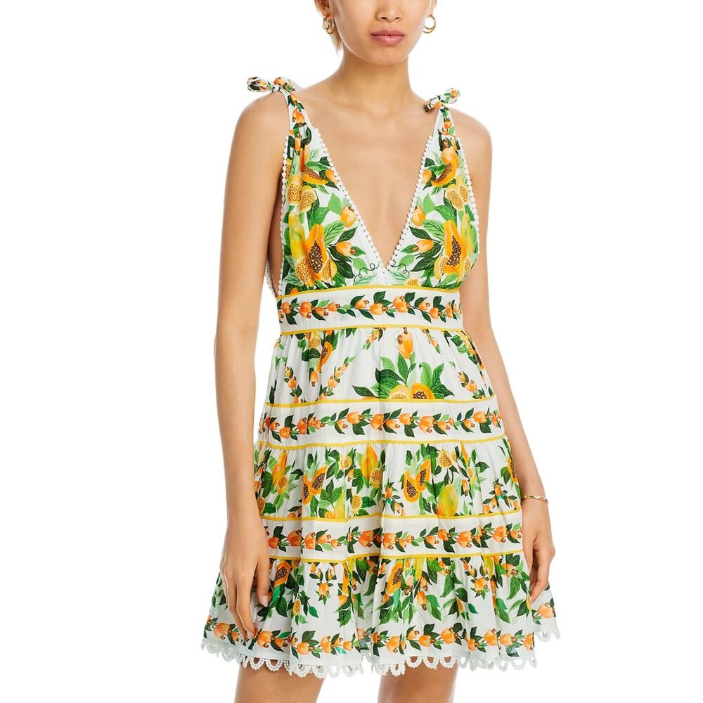 FARM Rio Tropical Papaya Salad Print Mini Scarf Dress, NWT 🇧🇷